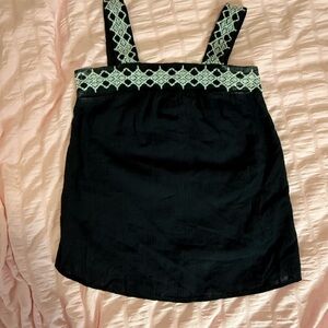 Universal Thread Black Top with White Embroidery